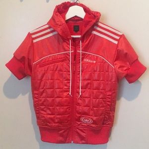 Adidas Short Sleeve Quilt Red Track Jacket